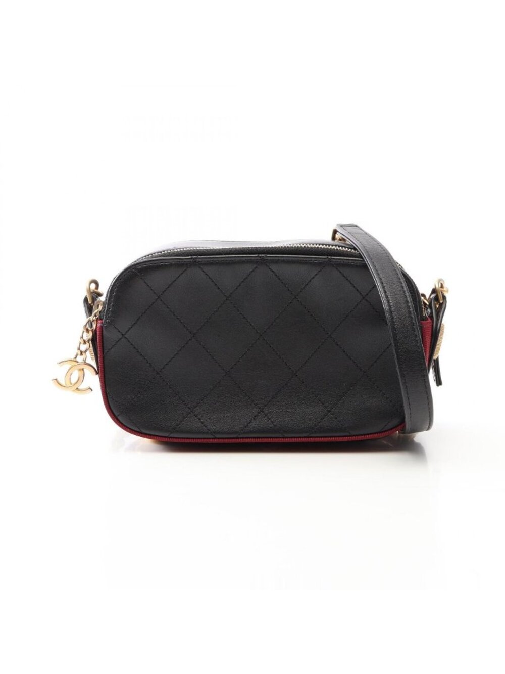 Chanel Shoulder Bag Quilted Black Leather Canvas